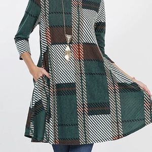 FALL SALE: Plaid 3-Qtr Tunic NWT
